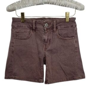 AEO American Eagle Women's Size 0 Shorts Demin Midi Super Stretch Wine Berry